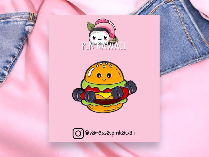 Pin's Broche Email | Glace Hamburger ou Donut | Culturiste Musculation | Kawaii | Fun | Humour