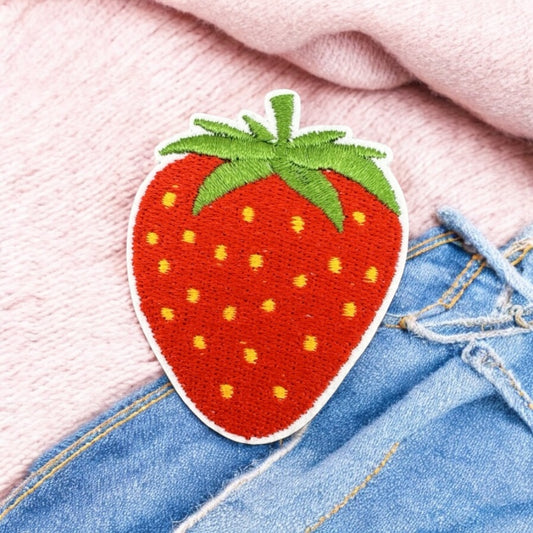 Tissu Broderie | Patch Ecusson Thermocollant  Fraise | Pink Girl  | Kawaii | Mignon Dessin Animé