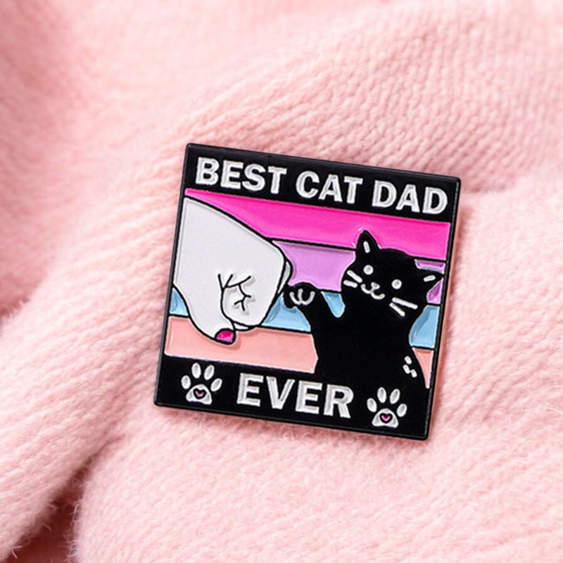 Pin's Broche Email | Best Cat Dad Ever | Meilleur Père Chat | Amoureux des Chats | Kawaii Dessin Animé