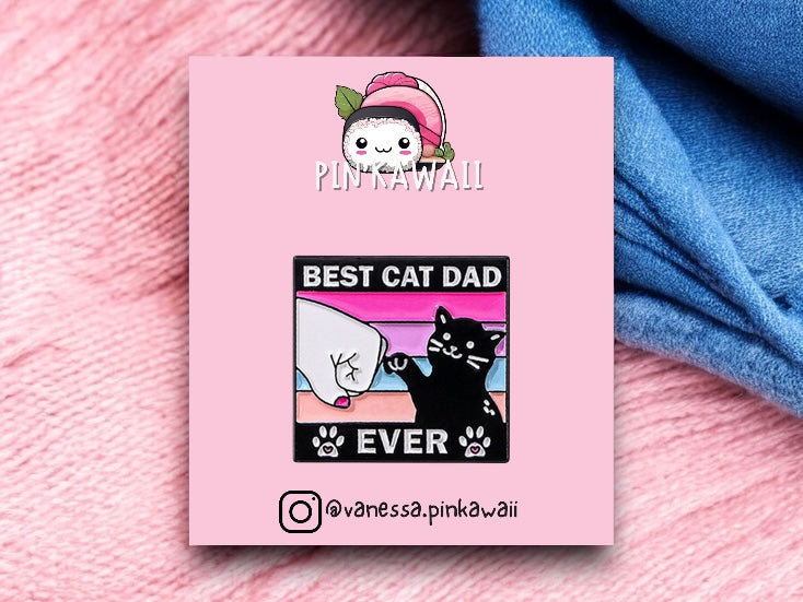 Pin's Broche Email | Best Cat Dad Ever | Meilleur Père Chat | Amoureux des Chats | Kawaii Dessin Animé