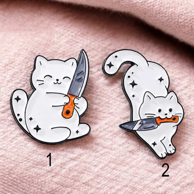 Pin's Broche Email | Chat Couteau | Chat | Cute Mignon | Humour Fun | Kawaii