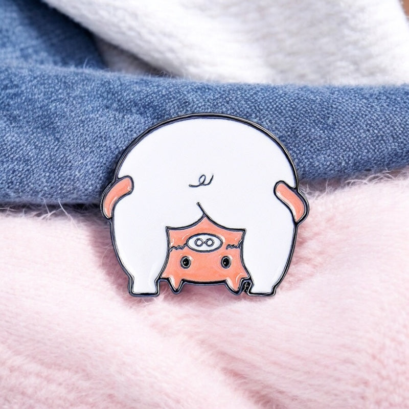 Pin's Broche Email | Derrière, Fesses d'animaux | Cochon | Kawaii | Fun | Mignon Dessin Animé