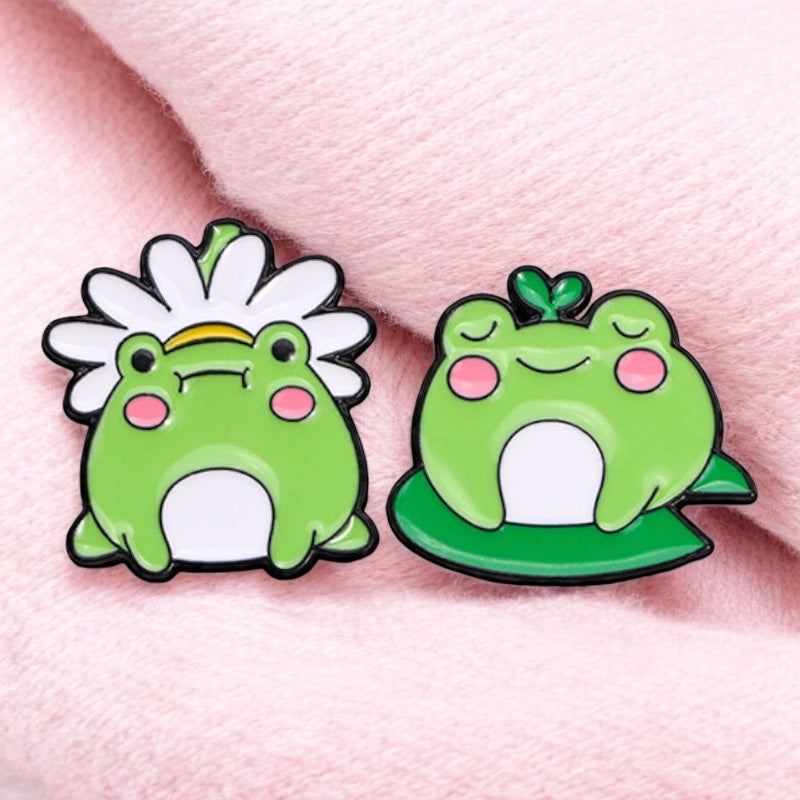 Email Brooch Pin | Lotus Flower Frog | Frog Oasis | Kawaii | Fun | Humor