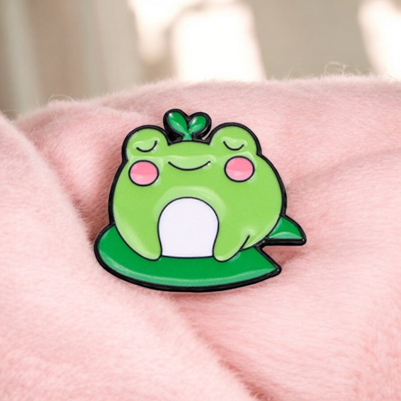 Email Brooch Pin | Lotus Flower Frog | Frog Oasis | Kawaii | Fun | Humor