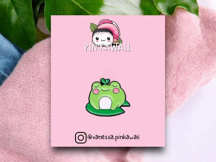 Email Brooch Pin | Lotus Flower Frog | Frog Oasis | Kawaii | Fun | Humor