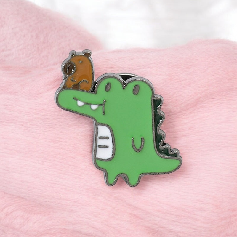 Pin's Broche Email | Cappy et Crocodile ou Fraise | Meilleurs Amis | Kawaii | Fun | Humour Mignon