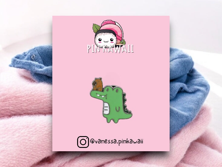 Pin's Broche Email | Cappy et Crocodile ou Fraise | Meilleurs Amis | Kawaii | Fun | Humour Mignon