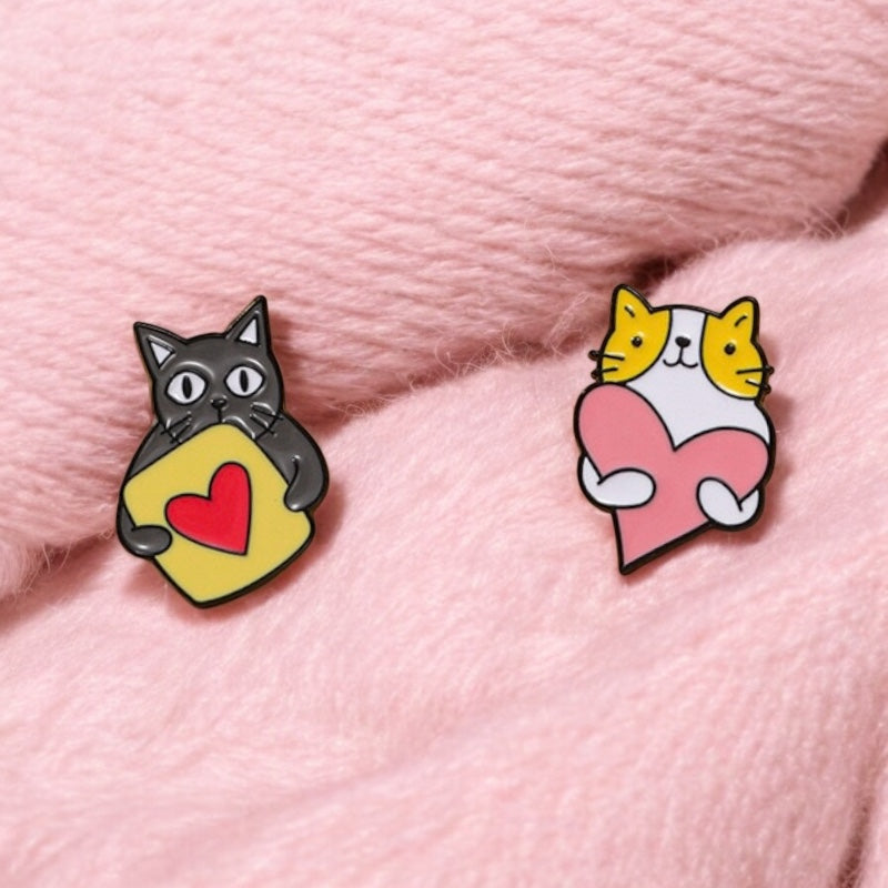 Pin's Broche Email |Chats Coeur | Amoureux des Chats | Kawaii Mignon