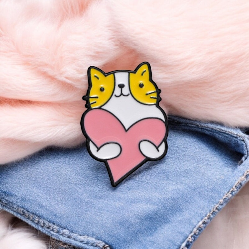 Pin's Broche Email |Chats Coeur | Amoureux des Chats | Kawaii Mignon