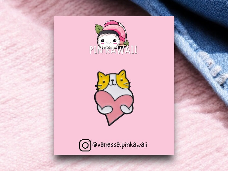 Pin's Broche Email |Chats Coeur | Amoureux des Chats | Kawaii Mignon