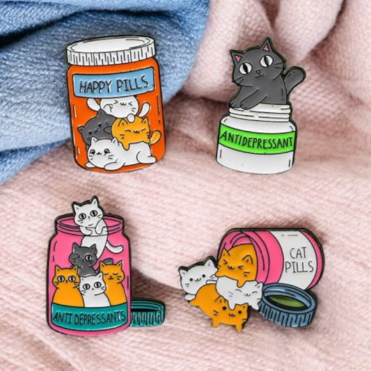 Pin's Broche Email | Antidépresseur Chat Humour | Amoureux des Chats | Kawaii | Mignon