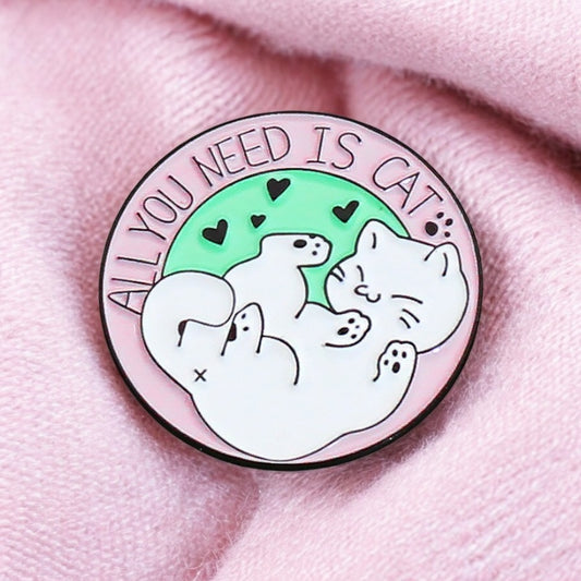 Pin's Broche Email | All You Need Is Cats | Coeur | Amoureux des Chats | Kawaii Mignon