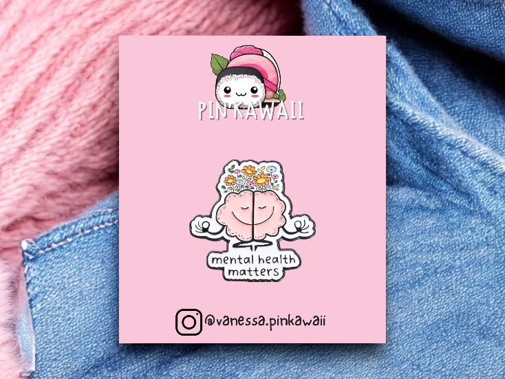 Pin's Broche Email | Mental Health Matters | Santé Mental | Humour | Kawaii | Mignon