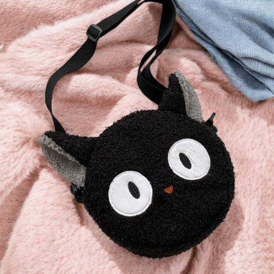 Sac Peluche Sac d'épaule | Sac Hiver | Chat Noir | Mignon Kawaii