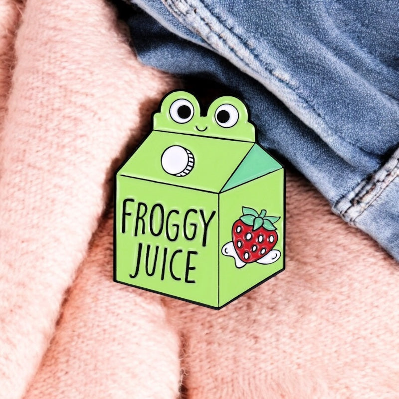 Email Brooch Pin | Matcha Frog Green Milk Brick | Sweet Drink | Milk | Cute Green | Kawaii