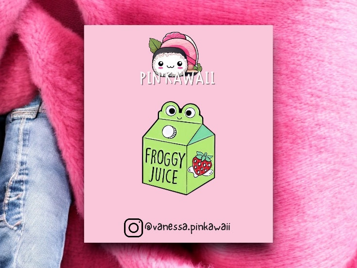 Email Brooch Pin | Matcha Frog Green Milk Brick | Sweet Drink | Milk | Cute Green | Kawaii