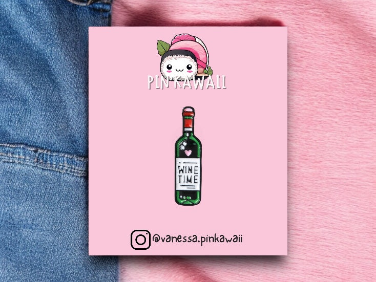 Pin's Broche Email | Bouteille Vin | Wine Time | Cute Mignon | Humour Fun | Kawaii