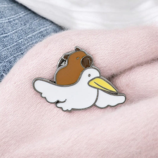 Pin's Broche Email | Cappy et Oiseau | Meilleurs Amis | Kawaii | Fun | Humour Mignon