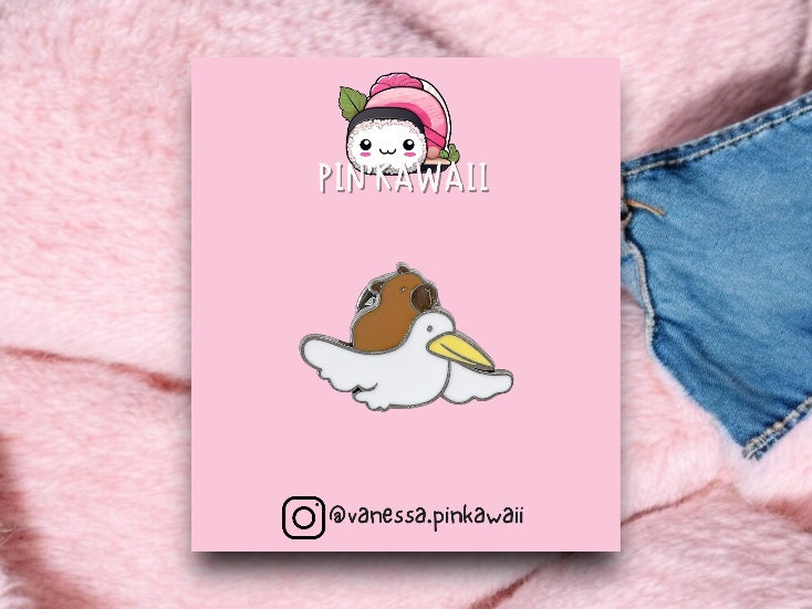 Pin's Broche Email | Cappy et Oiseau | Meilleurs Amis | Kawaii | Fun | Humour Mignon