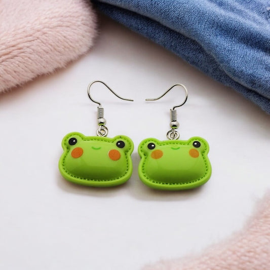 Ohrringe | Tropfenohrringe | Froschtasche Ente | Kawaii | Süßes Harz