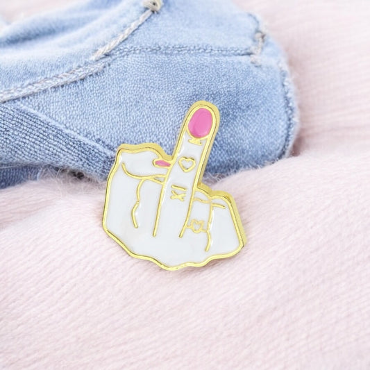 Pin's Broche Email | Doigt d'honneur Fuck | Épingle en émail | Main Femme | Féministe