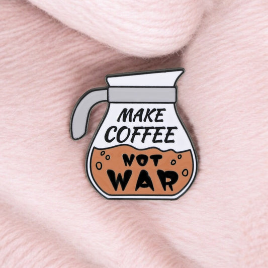 Pin's Broche Email | Thermos de Café | Coffee | Make Coffee Not War | Mignon |Kawaii | Fun | Humour