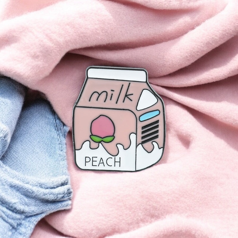 E-Mail-Brosche | Erdbeermilchstein | Süßes Getränk | Milch | Süßes Rosa | Kawaii