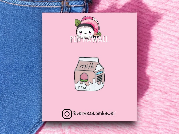 E-Mail-Brosche | Erdbeermilchstein | Süßes Getränk | Milch | Süßes Rosa | Kawaii