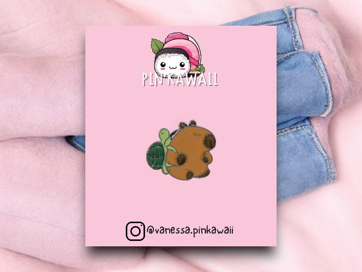 Pin's Broche Email | Cappy et Tortue | Meilleurs Amis | Kawaii | Fun | Humour Mignon