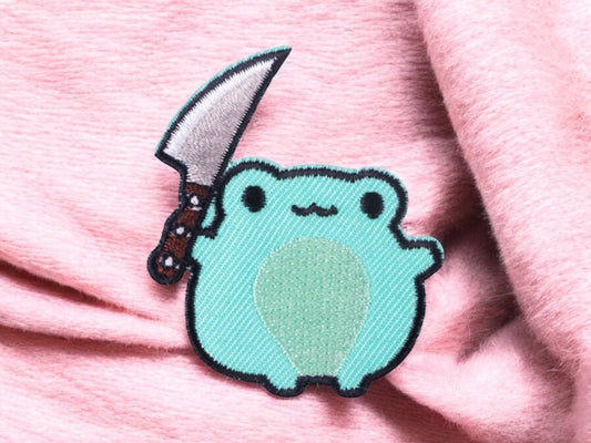 Embroidery Fabric | Patch Iron-on Ecusson Cat Knife | Humor | Cute Cartoon | Kawaii