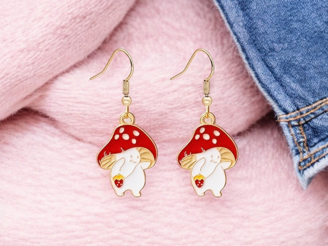 Boucles Oreilles | Pendants d'Oreilles | Champignon | Kawaii Cute