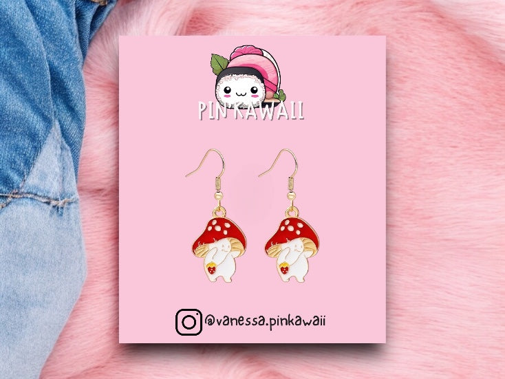 Boucles Oreilles | Pendants d'Oreilles | Champignon | Kawaii Cute