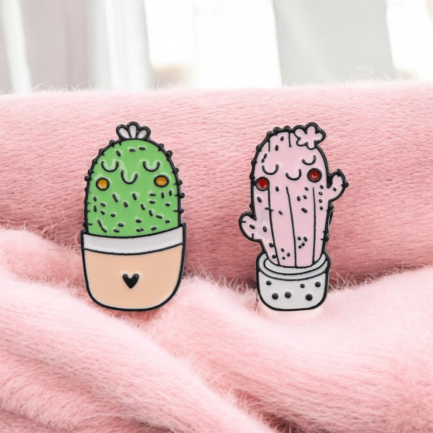 Pin's Broche Email | Mignon Cactus | Kawaii | Fun Humour Pot de Fleur Cactés