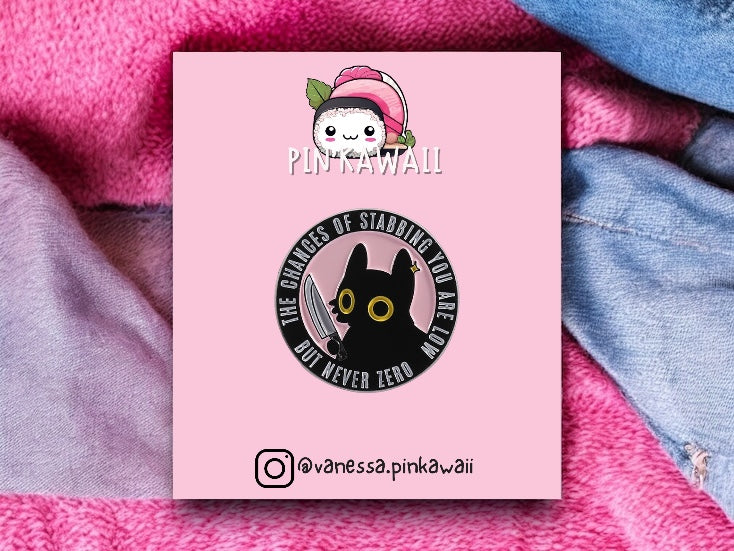 Pin's Broche Email | Grenouille Chat Couteau | Humour | Mignon | Fun | Kawaii