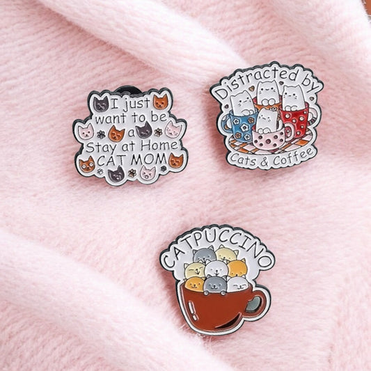 Pin's Broche Email | Tasse de Café | CatPuccino | Capuccino | Mignon |Kawaii | Fun | Humour