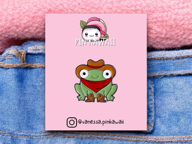 Pin's Broche Email | Mignon Chapeau CowBoy | Grenouille Cappy Chat Abeille Crabe | Kawaii | Fun | Mignon Dessin Animé
