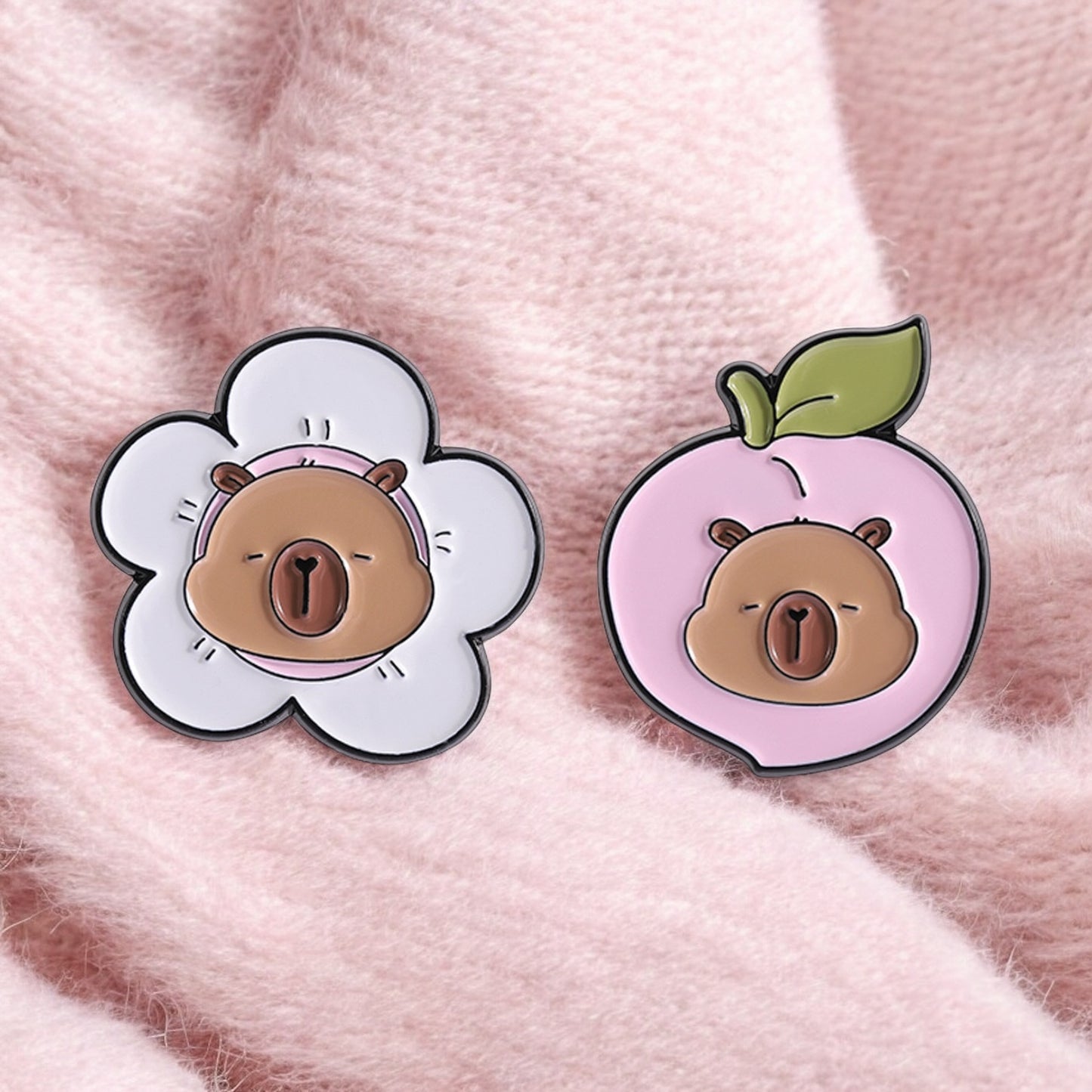 Pin's Broche Email | Cappy Fleur Peche | Kawaii Mignon | Fun | Humour