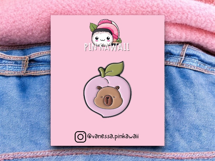 Pin's Broche Email | Cappy Fleur Peche | Kawaii Mignon | Fun | Humour