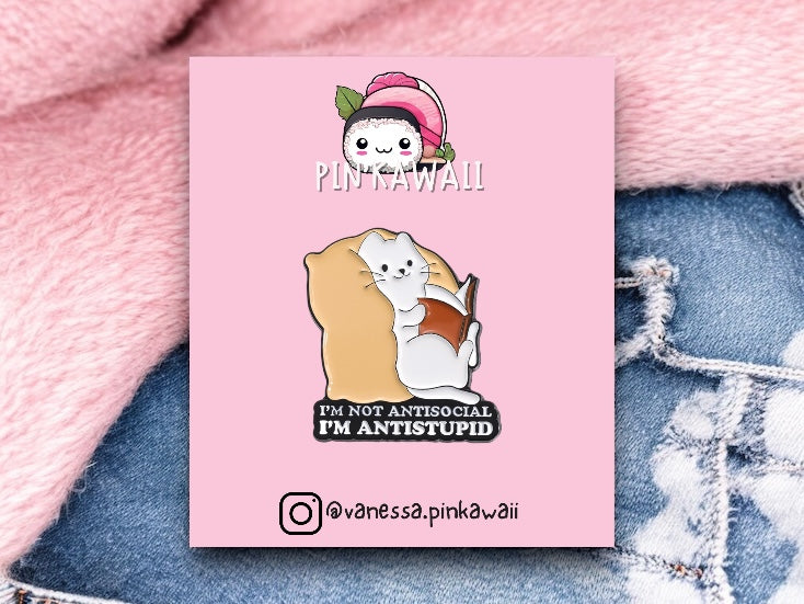 Email Brooch Pin | Cartoon Cat Humor | Pink Girly Feminine | Cat Lovers | Kawaii | Cute