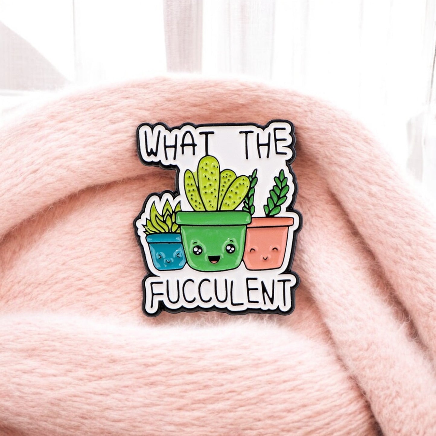 Pin's Broche Email | Mignon Cactus | Kawaii | Fun Humour Pot de Fleur Cactés Fucculent