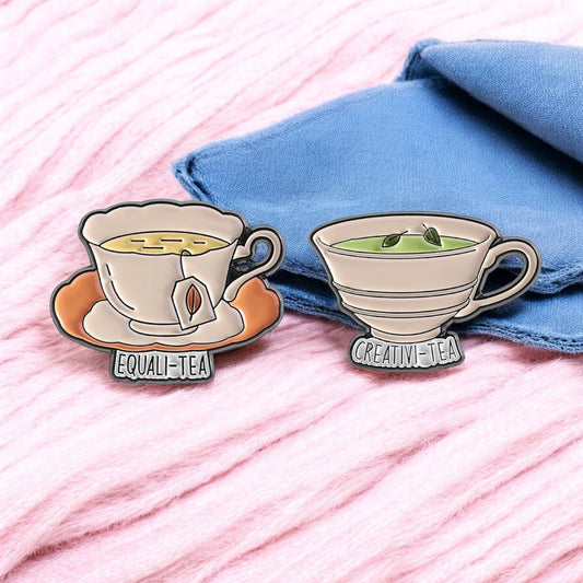 Pin's Broche Email | Mignon Tasse de Thé | Jeu de Mots | Kawaii | Fun | Mignon Dessin Animé