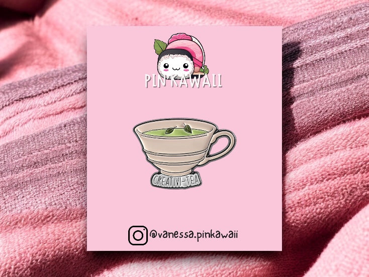 Pin's Broche Email | Mignon Tasse de Thé | Jeu de Mots | Kawaii | Fun | Mignon Dessin Animé