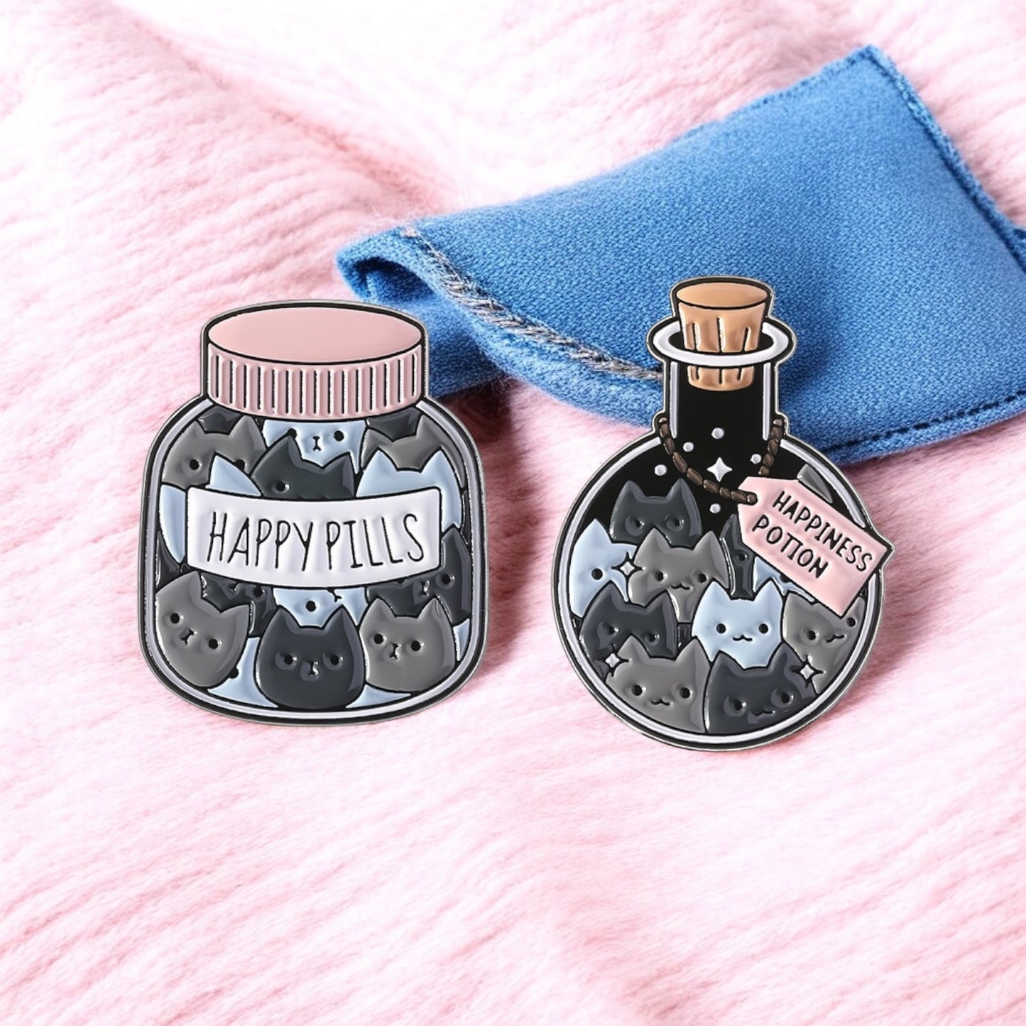 Pin's Broche Email | Happy Pills Chat Humour | Amoureux des Chats | Kawaii | Mignon