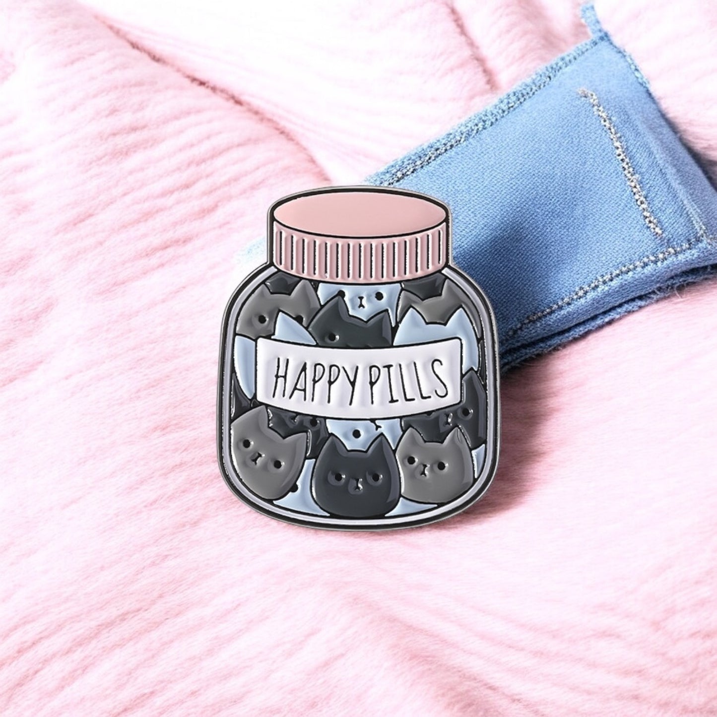 Pin's Broche Email | Happy Pills Chat Humour | Amoureux des Chats | Kawaii | Mignon