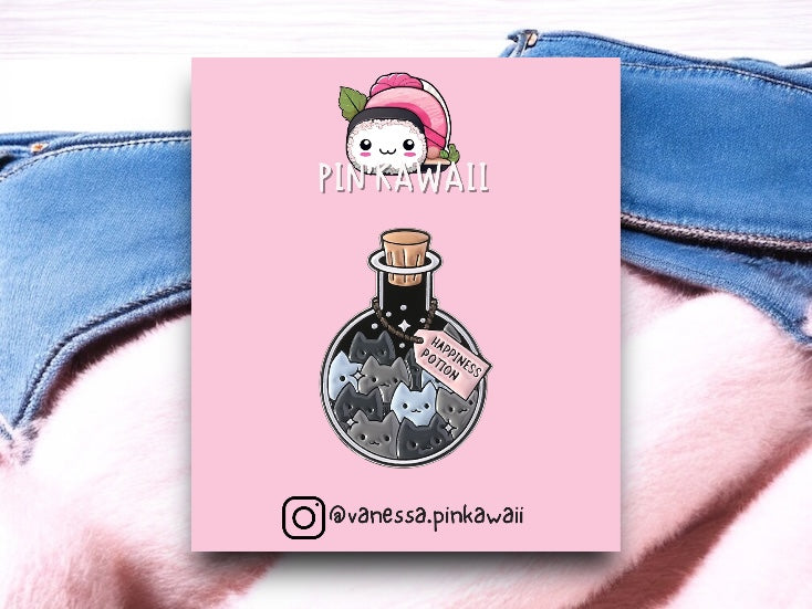 Pin's Broche Email | Happy Pills Chat Humour | Amoureux des Chats | Kawaii | Mignon