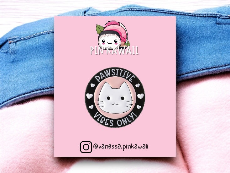 Pin's Broche Email | Pawsitive | Amoureux des Chats | Kawaii Mignon