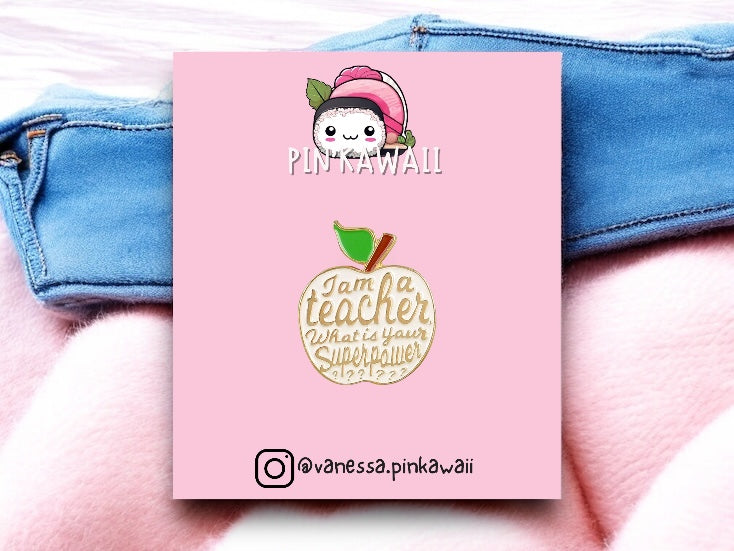 Email Brooch Pin | Teacher Teacher Teacher | Red or White Apple | Kawaii | Fun | Humor