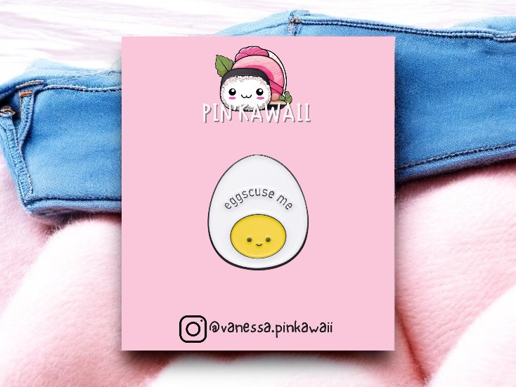 Pin's Broche Email | Oeuf au Plat ou Dur | Oeuf Alimentaire | Kawaii | Fun | Humour Jeu de Mot