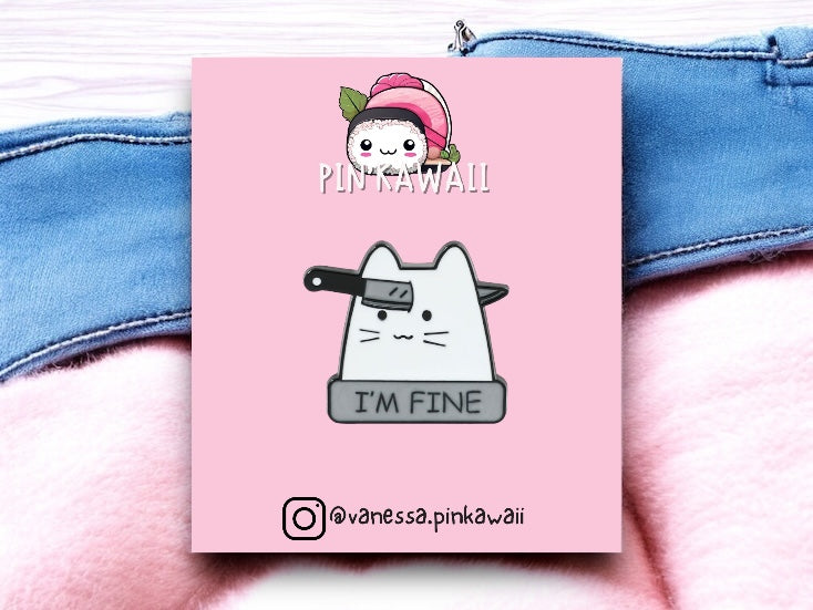 E-Mail-Brosche | Katzenmesser Mir geht es gut | Katze | Süß Niedlich | Humor-Spaß | Kawaii