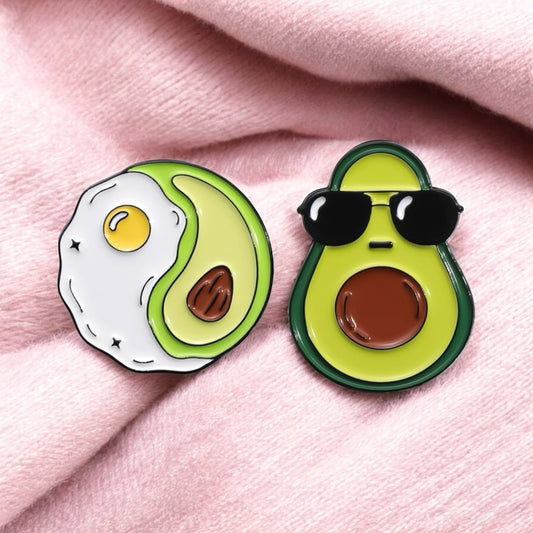 Pin's Broche Email | Avocat Lunettes Soleil | Oeuf Avocat Petit Déjeuner | Kawaii Mignon | Fun | Humour
